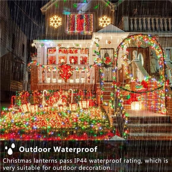 200 FT 500 LEDs Christmas Lights Outdoor, Waterproof 8 Modes